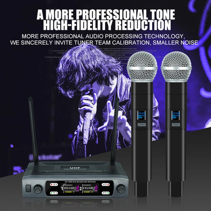 Wireless Handheld Microphone – Dual Channel UHF Dynamic Mic for Karaoke, Wedding, Party & Church Shows