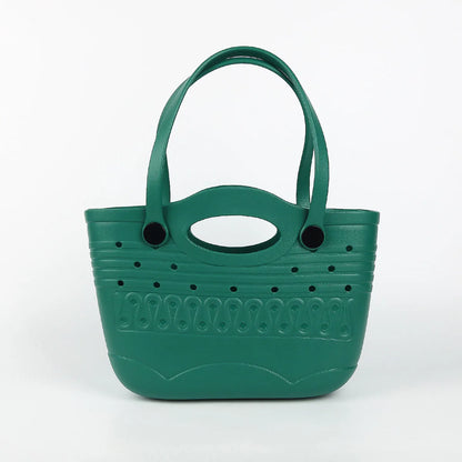 Retro EVA Waterproof Beach Tote Bag Large Capacity Lightweight Shoulder Bag for Travel Gym Swimming Summer Satchel