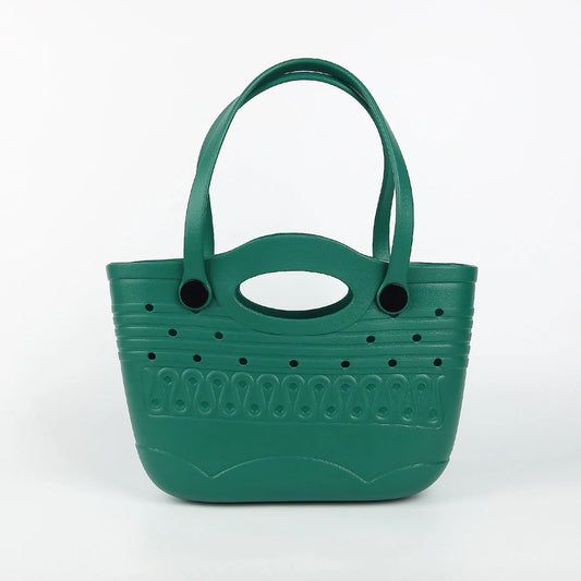 Retro EVA Waterproof Beach Tote Bag Large Capacity Lightweight Shoulder Bag for Travel Gym Swimming Summer Satchel