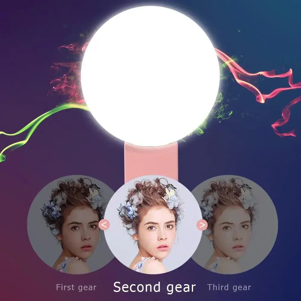 Portable Mini LED Selfie Ring Light - Clip-On Fill Light with 3-Level Dimming for Phone Photography