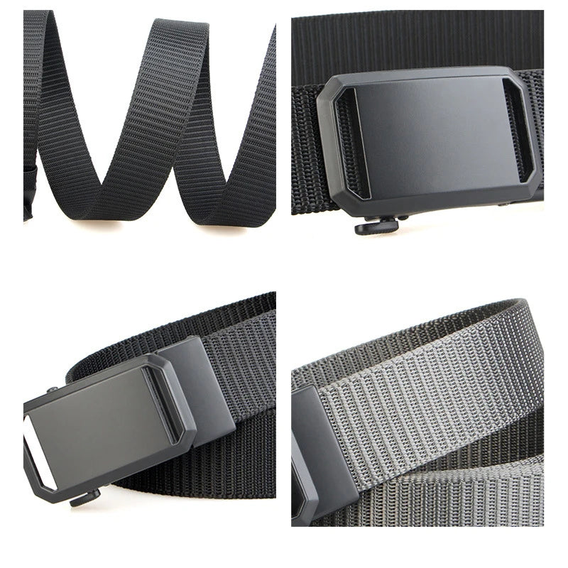 Newest Automatic Buckle Canvas Belt – Tactical Waist Belt for Men, Durable Casual Outdoor, Hunting, Golf & Adventure Training Pants