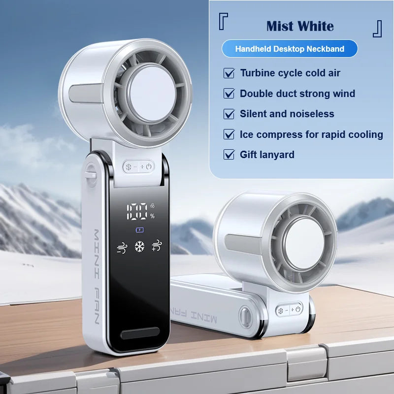 Portable Mini Air Cooler Fan – 29,000 RPM Collapsible Foldable TEC Superconducting Cooling Fan (High-Speed Travel Mini Fan)