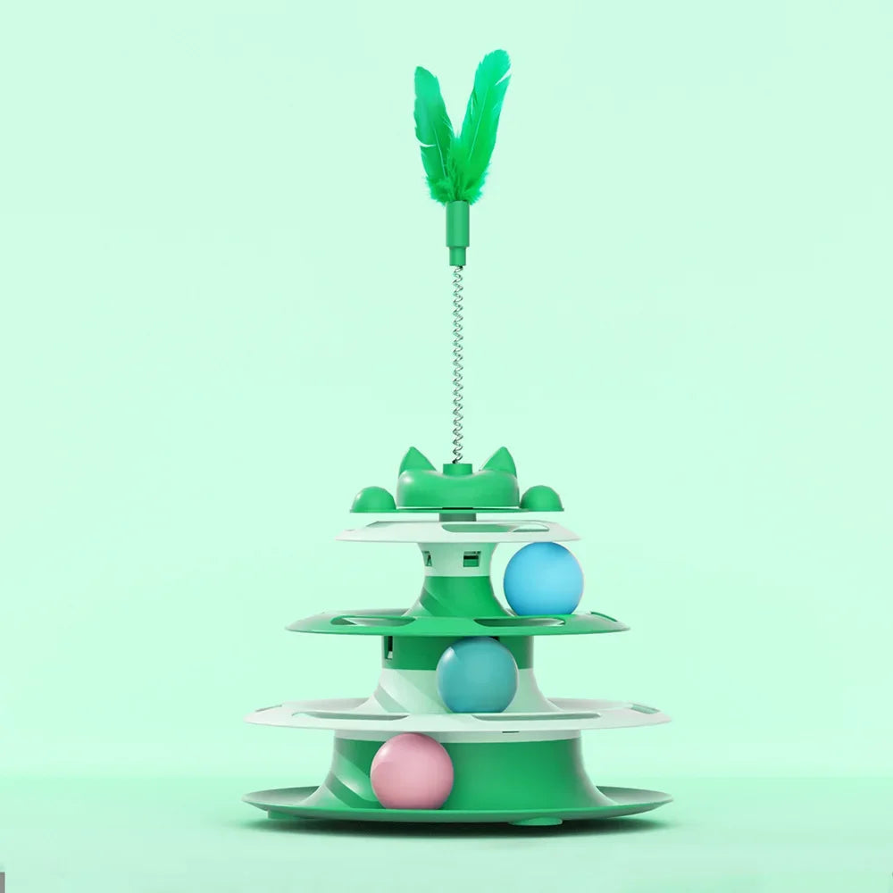 Interactive Cat Toy - Self-Play Turntable with Funny Ball & Wand for Boredom Relief and Kitten Exercise
