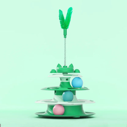 Interactive Cat Toy - Funny Turntable, Wand Stick & Ball Set for Boredom Relief