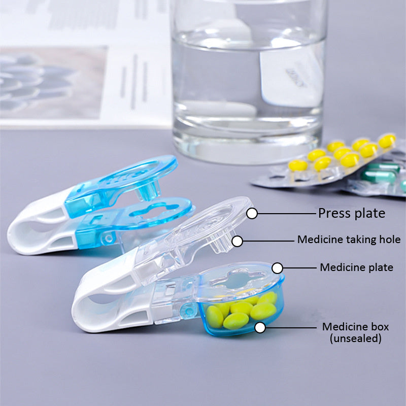 Portable Pill Taker & Remover with Medicine Box – Tablets & Pills Assistance Tool, New Design Pill Dispenser for Household Use