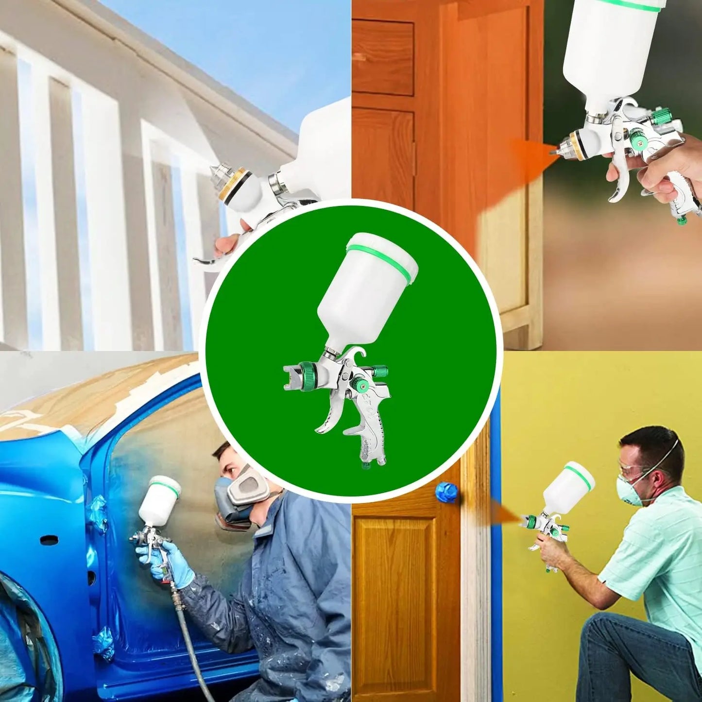 Cordless HVLP Spray Gun 1.4-3.0mm Adjustable High Atomization Gravity Sprayer Pneumatic Tool