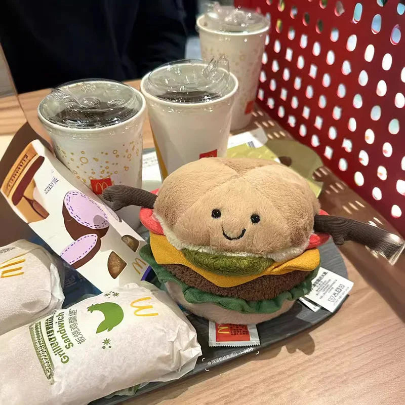 15cm Cute Cartoon Hamburger & Taco Plush Toy – Soft Fluffy Stuffed Doll, Creative Kids Gift for Birthday & Holidays
