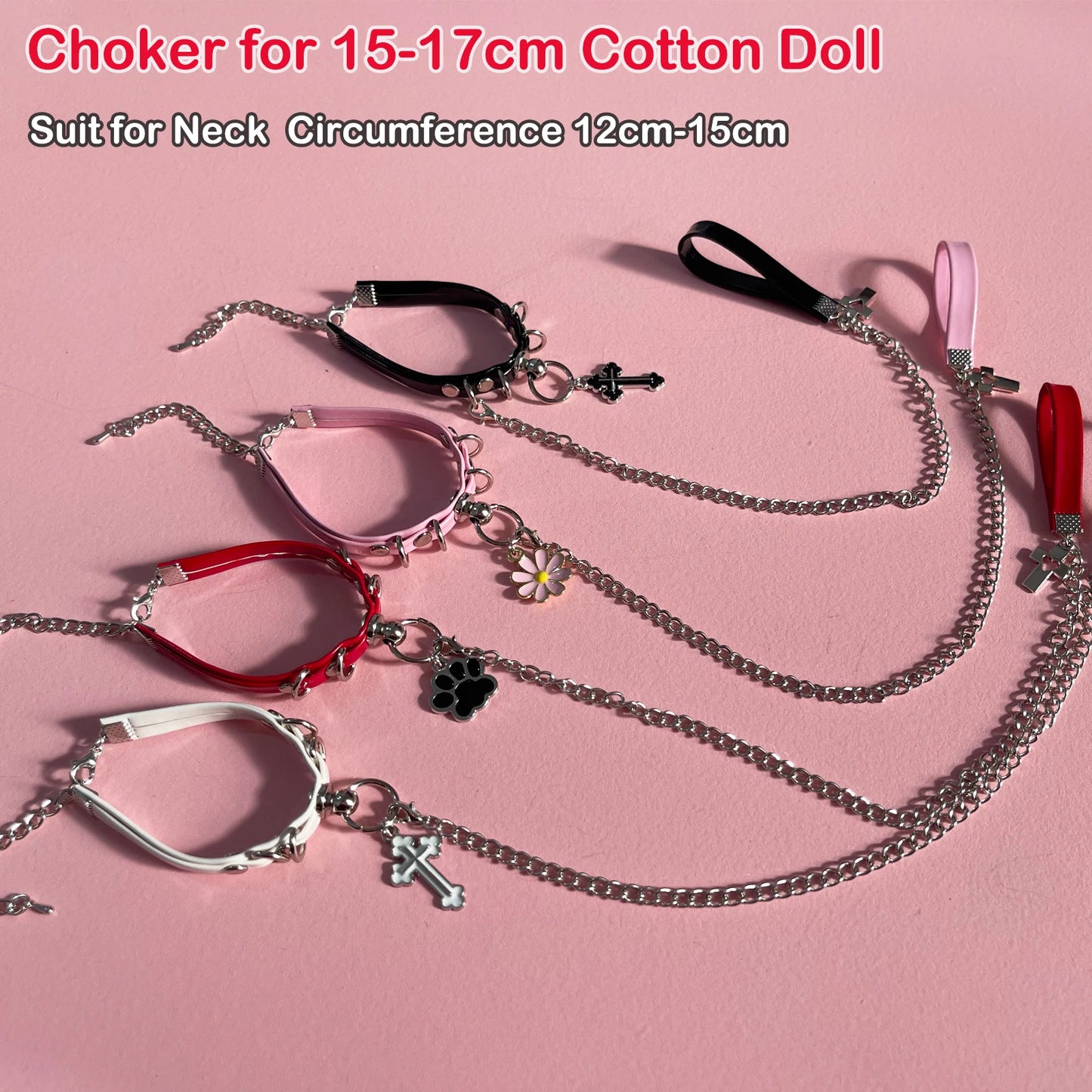 17cm Labubu Doll Necklace Choker – Leadrope Accessory for 6.5-inch Cotton Dolls