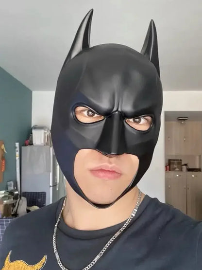 Batman Latex Cosplay Mask — Adult Halloween, Party & Masquerade Headgear for Men, Anime Costume Prop