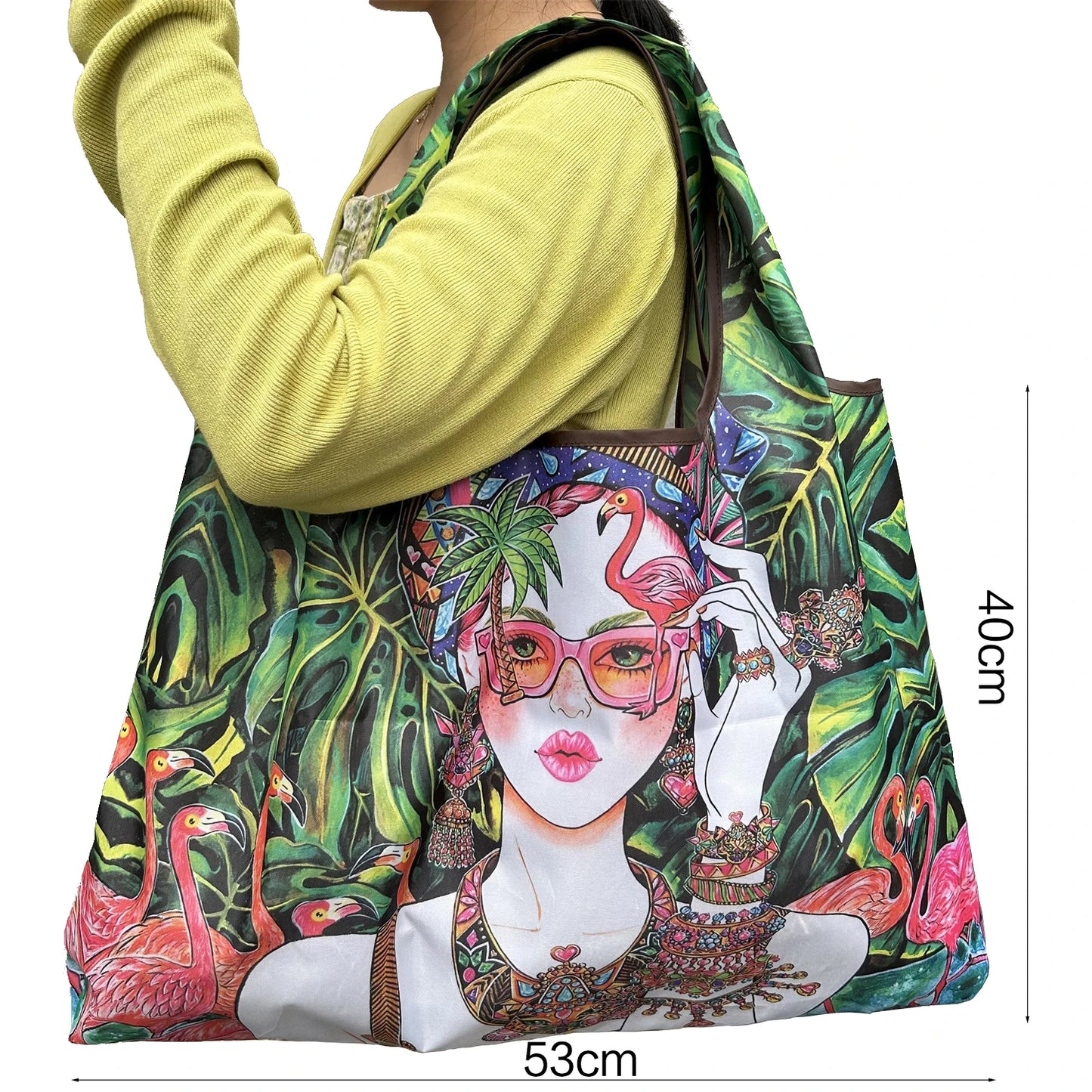 New Fashion Large Foldable Shopping Bag - Reusable Nylon Grocery Storage Tote, Portable Shoulder Handbag for Travel