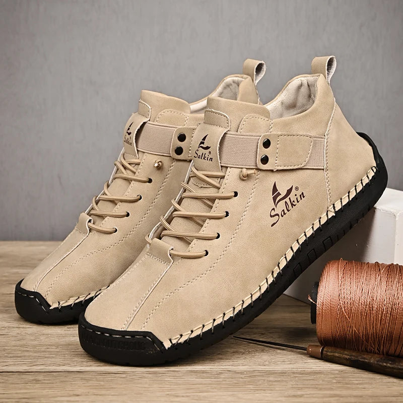 2024 Handmade Leather Casual Men’s Shoes - Breathable Sneakers & Ankle Boots for Outdoor Wear