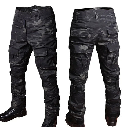 Men’s RU Camo Tactical Outfit Set - 2-Piece Breathable Long Sleeve Shirt and Multi-Pocket Cargo Pants for Outdoor Training and Combat Wear