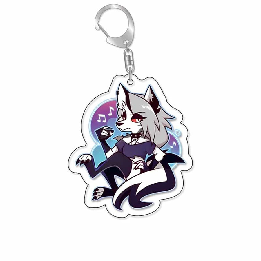 Anime Acrylic Keychain – Vaggie & Alastor Y2K Cartoon Pendant for Bags, Keys & Gifts
