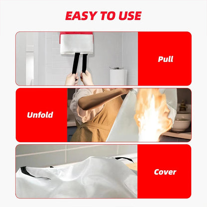 4PCS Reusable Fiberglass Fire Blankets – Emergency Safety Cover for Kitchen, Car, Camping, Grilling & Office Use