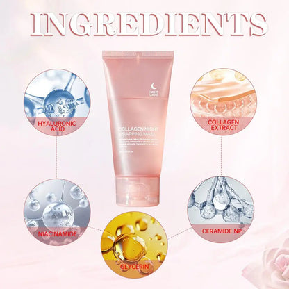 Hydrolyzed Collagen Overnight Facial Mask - Peel-Off Hydrating & Firming Mask, Reduces Sagging & Dullness, Boosts Elasticity