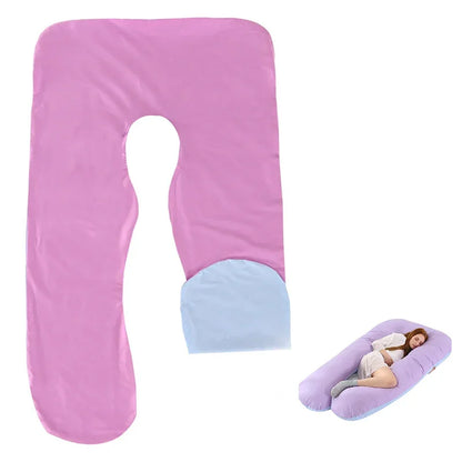 Cotton Maternity U-Shaped Body Pillow Case – 140/150cm Removable & Washable Cover for Pregnancy Support
