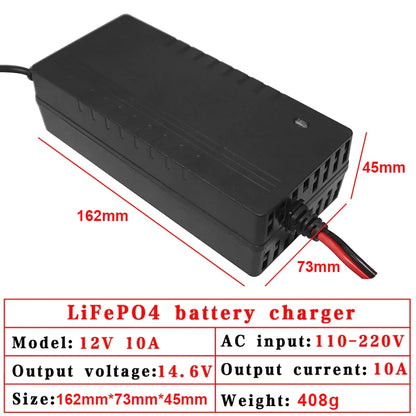 VariCore 12V 10A Lifepo4 Charger – 110-220V 4S 12V High Power Charger for Lithium Iron Phosphate Battery Pack (14.6V/12.8V)