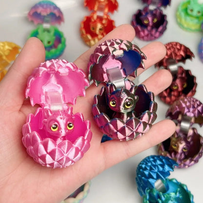 3D Printed Dragon Egg Figures – Mini Dragon Fidget Toy with Simulation Eyes, Desktop Decor & Kids Gift