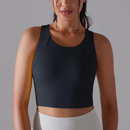 Women's Nylon Sports Bra – Elastic Yoga Crop Top, Stretch Gym Fitness Bra for Training & Activewear
