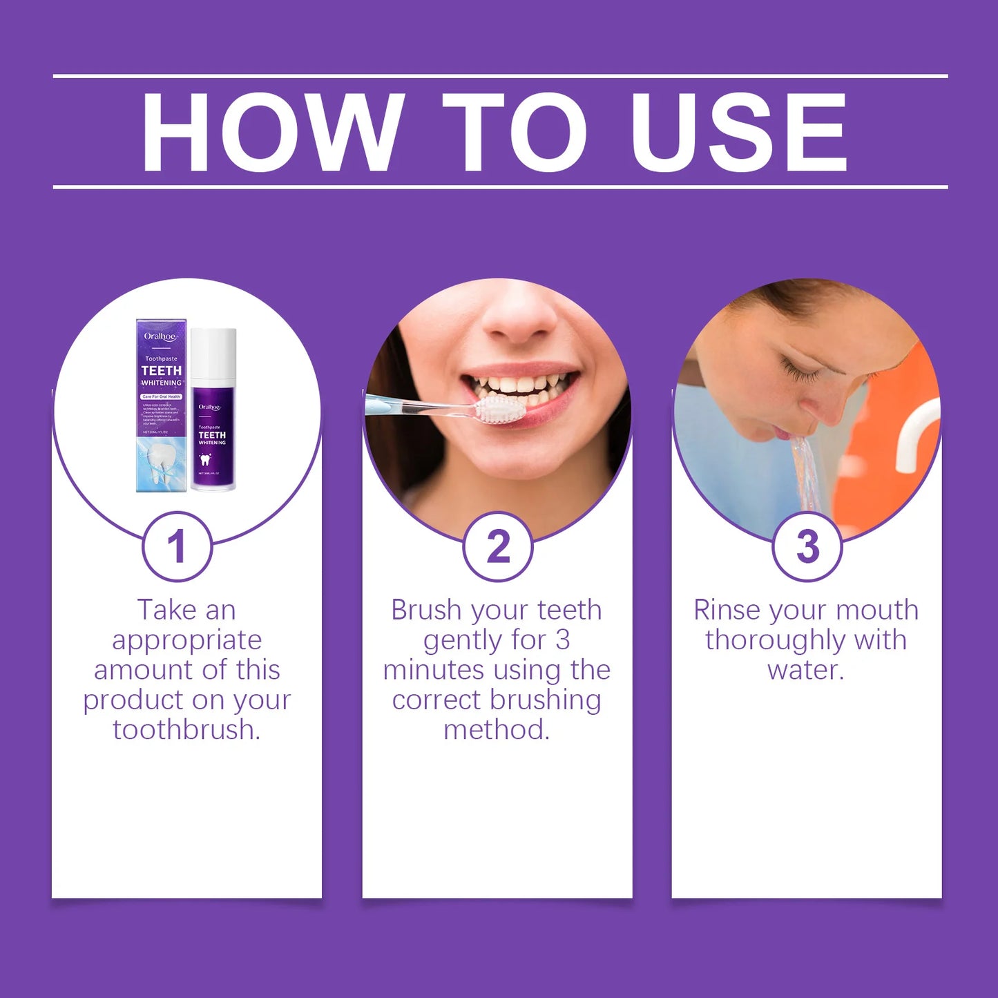 Purple Teeth Whitening Toothpaste – Deep Cleaning, Plaque & Stain Removal, Freshens Breath in 5 Days