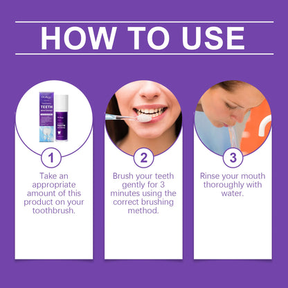Purple Teeth Whitening Toothpaste – Deep Cleaning, Plaque & Stain Removal, Freshens Breath in 5 Days