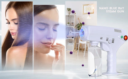 Portable Nano Steam Gun Hair Care Sprayer — Blue Micro Mist Hydration Machine for Hot Dyeing & Hair Steaming