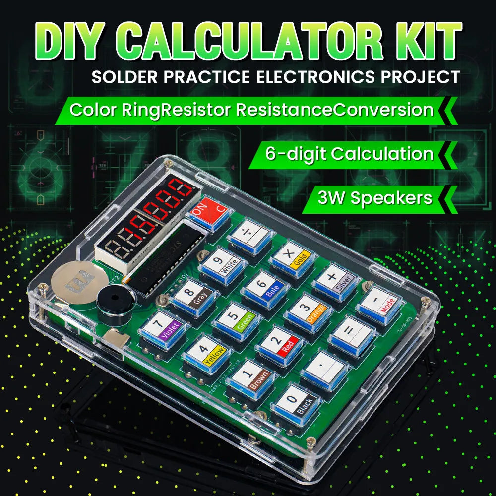 DIY Electronic Calculator Kit - LED Digital Display, Protective Shell, and Microcontroller Soldering Practice Set