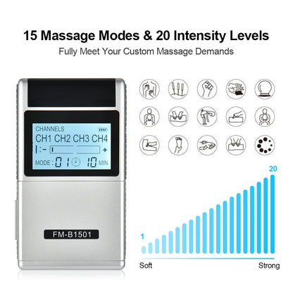 15-Mode EMS TENS Electric Muscle Stimulator — Full Body Physiotherapy Pulse Massager for Pain Relief and Health Care