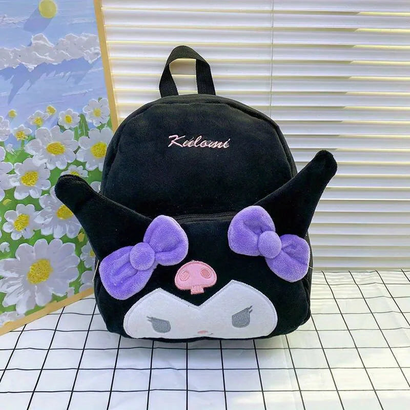 Kuromi Cinnamoroll & My Melody Plush Backpack – Adorable Large-Capacity Kawaii Design, Soft Cartoon Character Bag
