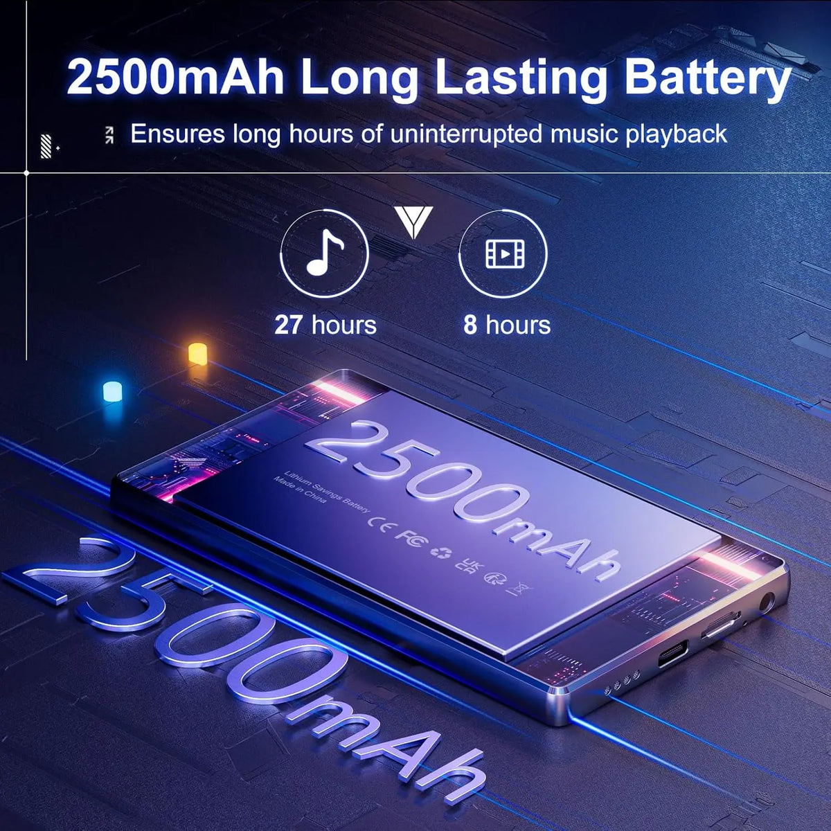 MECHEN MP3/MP4 Player - 5" IPS Touch Screen, Bluetooth & WiFi, 1080P Video, 32GB/96GB/160GB, Up to 1TB
