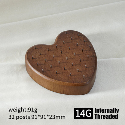 High-Quality Beech Wood Jewelry Display Stand — Push Pin Holder for 16G/14G Threadless Piercing & Body Jewelry
