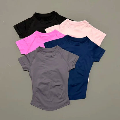 Women’s Seamless Sports Top – Short Sleeve Slim Fit Yoga & Gym Running Fitness Activewear T-Shirt Athletic Workout Tee