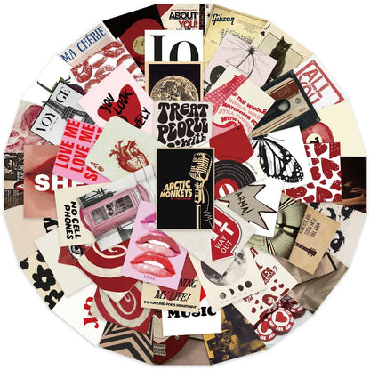 50Pcs Retro Y2K Stickers - Waterproof DIY Decals for Scrapbook, Phone, Luggage & Skateboard Decoration