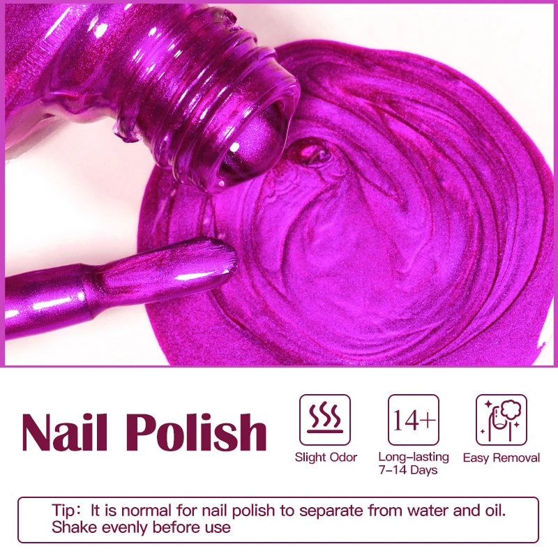 8ml Metallic Mirror Effect Nail Polish – Fast Drying Long-Lasting DIY Manicure Art, No Lamp Cure Nail Supplies