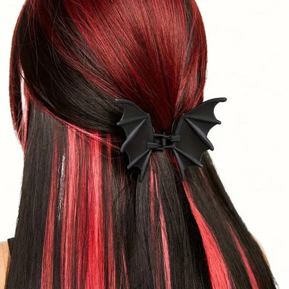 Gothic Bat Hair Clip - Matte Black Punk Halloween Hairpin for Women