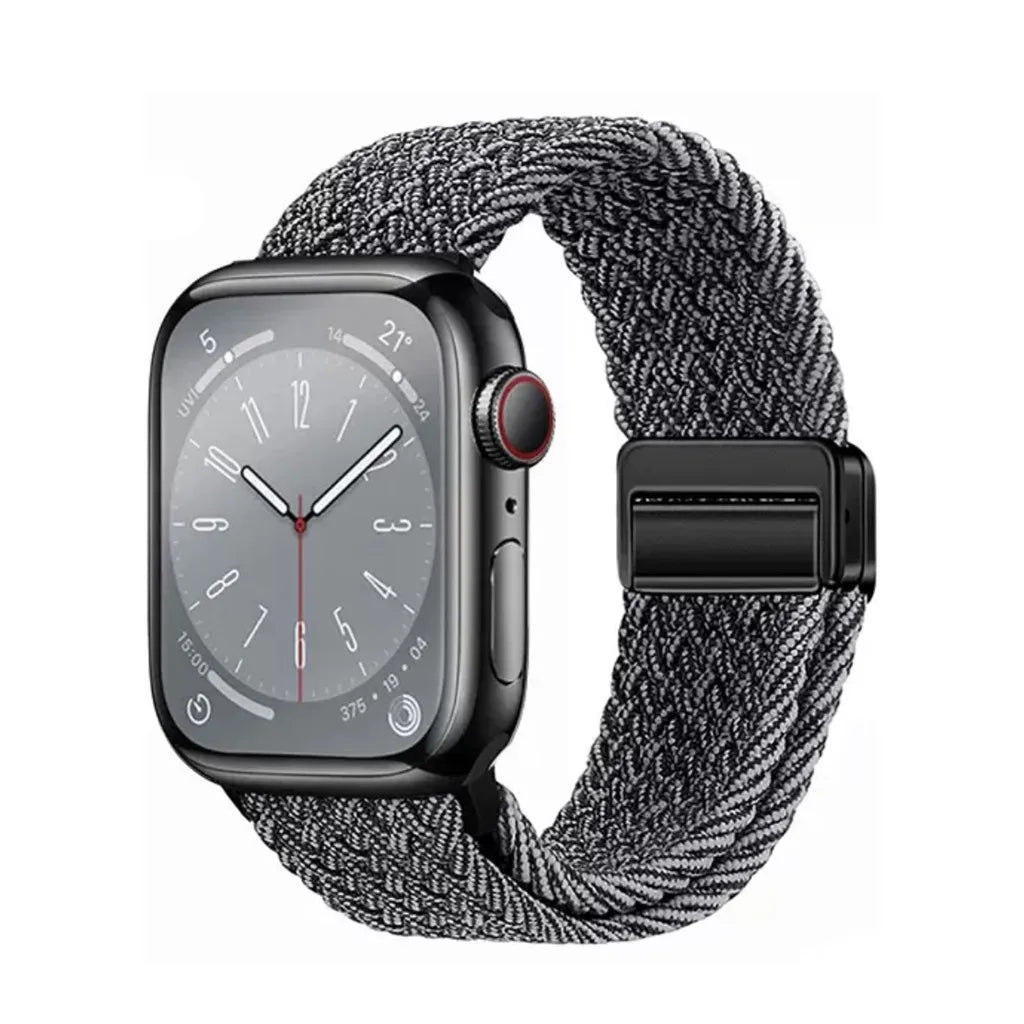 Nylon Braided Watch Band for Apple Watch – Compatible with Series SE, 3–10 & Ultra (38–49mm Adjustable Sport Strap)