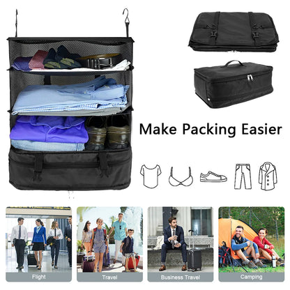 Travel Hanging Luggage Organizer | Large Capacity Foldable Clothes Storage & Garment Bag