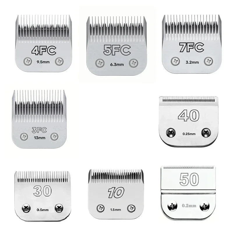 Professional Pet Dog Clipper Blades Set (3F–50#) – Compatible with Andis, Oster A5 & Wahl KM Animal Grooming Clippers Replacement Blades