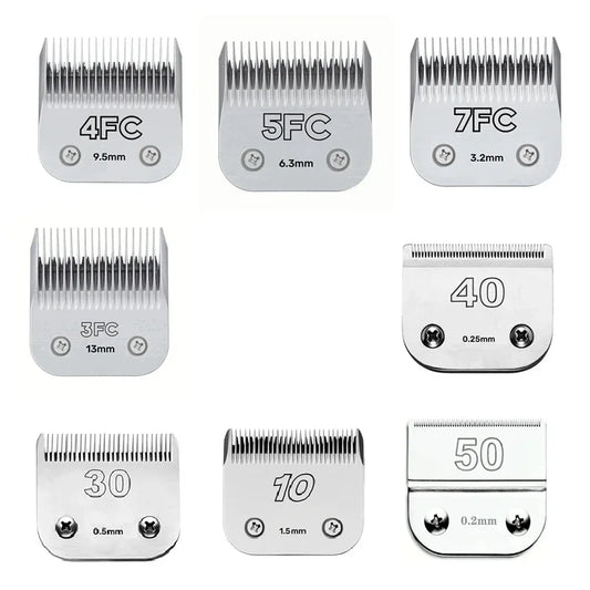 Professional Pet Dog Clipper Blades Set (3F–50#) – Compatible with Andis, Oster A5 & Wahl KM Animal Grooming Clippers Replacement Blades