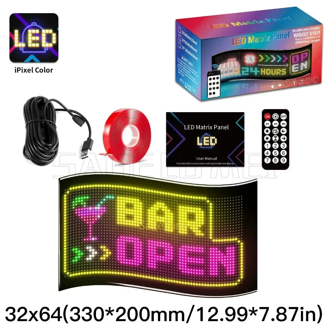 Double Row Programmable LED Matrix Display - App-Controlled Scrolling Text, Evil Eye Animation Sign for Cars, Trucks, and Parties