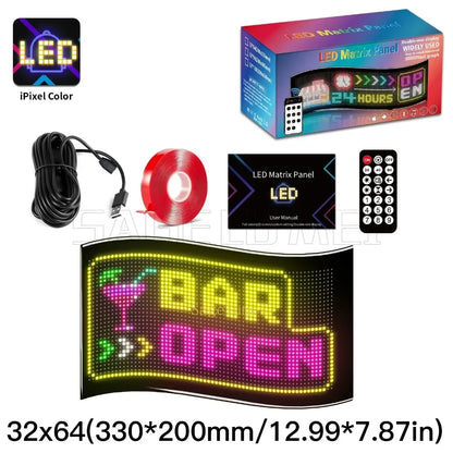 Double Row Programmable LED Matrix Display - App-Controlled Scrolling Text, Evil Eye Animation Sign for Cars, Trucks, and Parties