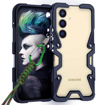 Aluminum Phone Bumper - Luxury Metal Mechanical Skull Case for Samsung Galaxy S26 S25 S24 Ultra FE