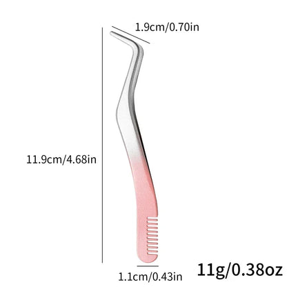 Professional False Eyelash Applicator Tweezers – Precision Lash Extension Clip & Curler Makeup Tool