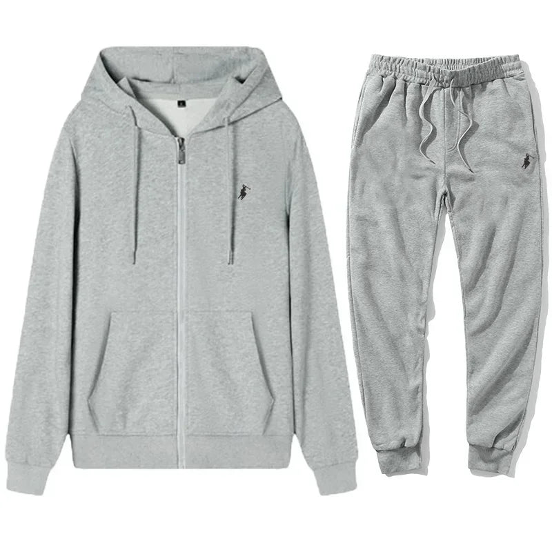 Men's Hooded Tracksuit Set - Classic Warm Hoodie & Sport Pants for Autumn and Winter