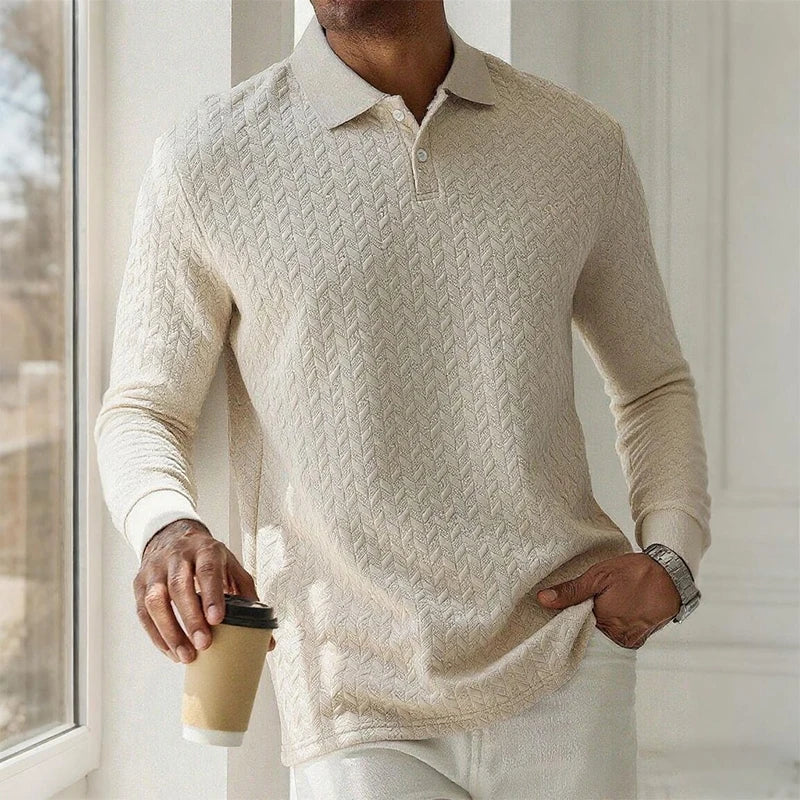 Men’s Long Sleeve Polo Shirt - High Quality Business Casual T-Shirt for Office and Fashion Style