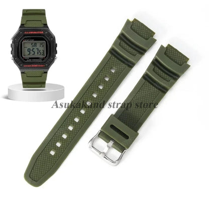 18mm Silicone Watch Strap for Casio W218H AE-1200 AE-1100 SGW-300/400 MRW-200 - Sport Resin Rubber Replacement Wristband
