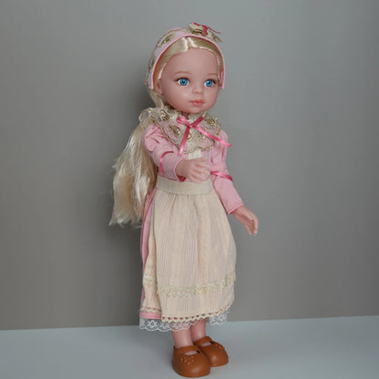 13-Inch Lifelike Girl Doll – Movable Figure with Clothes & Shoes, Realistic Toy Birthday Gift