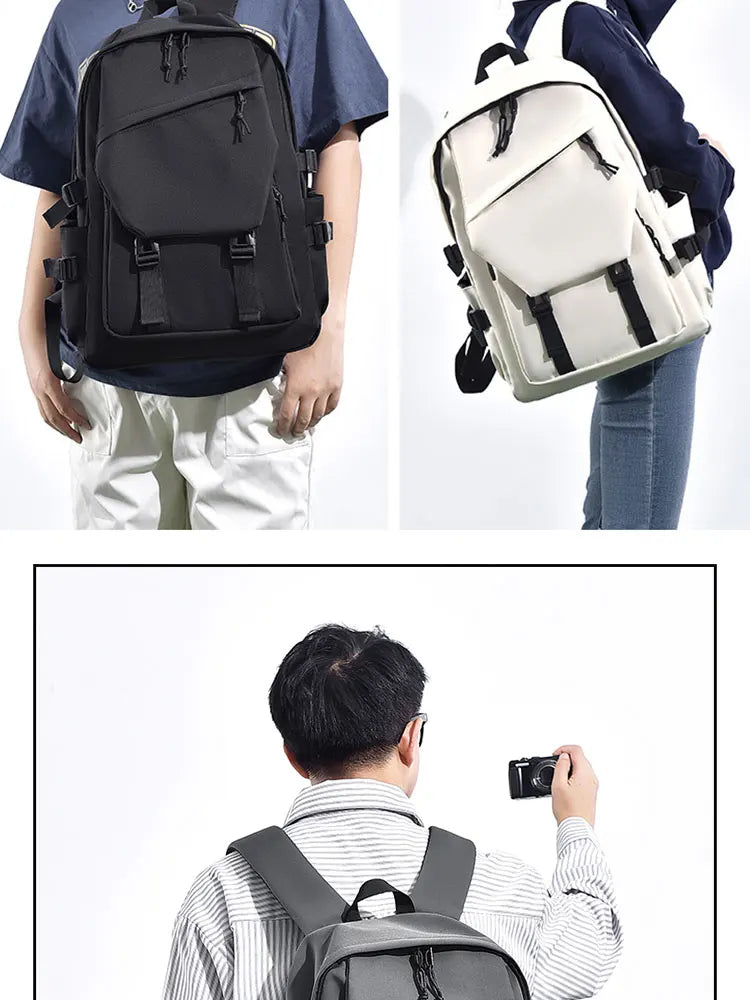 15 Inch Polyester Waterproof Men’s Backpack – Simple, Fashionable Student & Couple Computer Bag