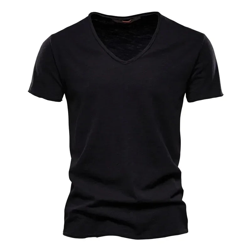 100% Cotton Men’s V-Neck T-Shirt – Lightweight Short Sleeve Fitness Tee, Breathable Fashion Top for Men (Sizes S–5XL)