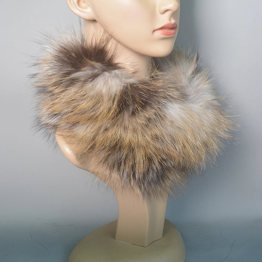 2025 Real Fox Fur Scarf and Headband – Luxury Winter Neck Warmer for Women, 100% Natural Fur, Elastic Ring Muffler